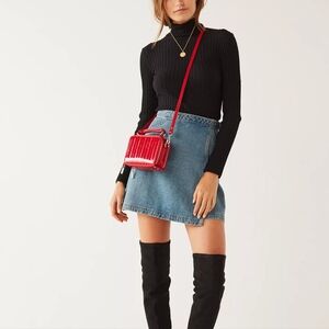 Silence + Noise Macy Black Ribbed Knit Turtleneck Sweater Size Large